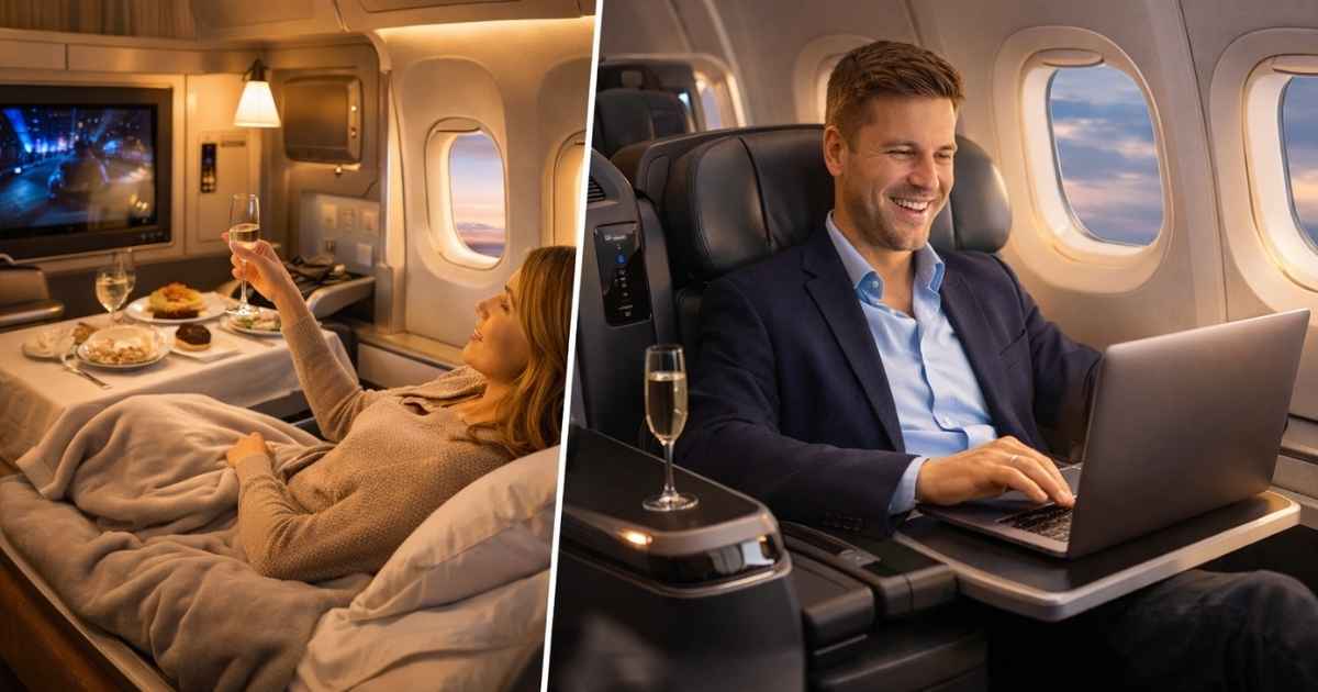 First Class vs Business Class photo comparsion